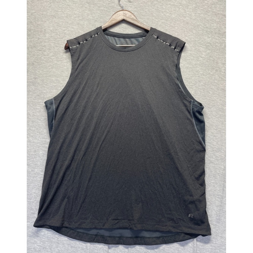 Russell Dri Power 360 Tank Top Mens L Dark Gray Logo Gym & Training Athleisure